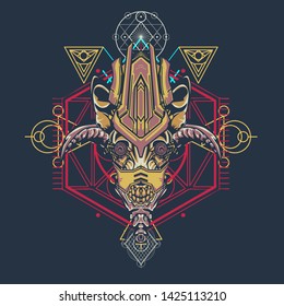 sacred display layouts design with machine dog as modeling and using pop art coloring