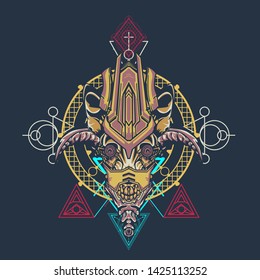 sacred display layouts design with machine dog as modeling and using pop art coloring