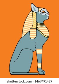 Sacred egyptian symbol - cat, vector graphics