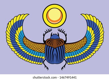 Sacred egyptian symbol - scarab beetle, vector graphics