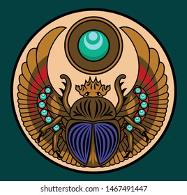 Sacred egyptian symbol - scarab beetle, vector graphics svg