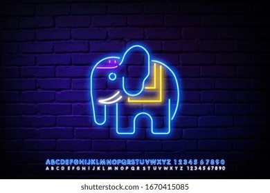 Icono sagrado de neón elefante. Conjunto de elementos de la religión. Icono simple para sitios web, diseño web, aplicación móvil, infografía
