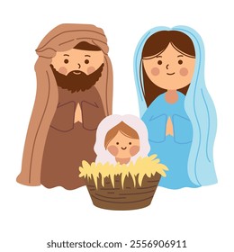 sacred family virgin mary with baby jesus and joseph isolated