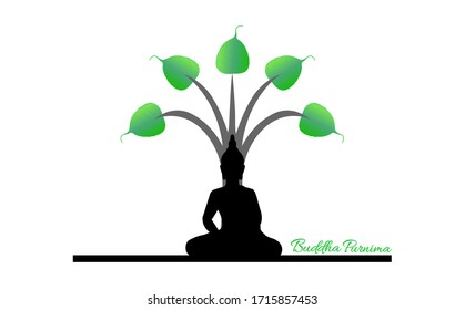 Sacred fig or Pipal tree leaf Buddha Purnima or Vesak day vector illustration