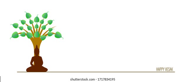 Sacred fig or Pipal tree leaf Buddha Purnima or Vesak day vector illustration