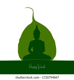 Sacred fig or Pipal tree leaf Buddha Purnima or Vesak day vector illustration