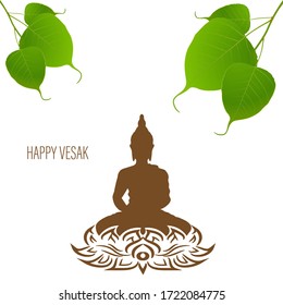 Sacred fig or Pipal tree leaf Buddha Purnima or Vesak day vector illustration