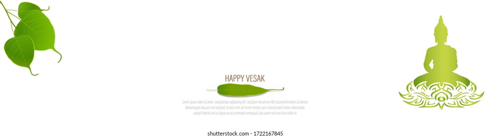 Sacred fig or Pipal tree leaf Buddha Purnima or Vesak day vector illustration