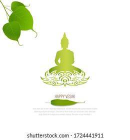 Sacred fig or Pipal tree leaf Buddha Purnima or Vesak day vector illustration