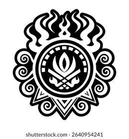 Sacred fire symbol icon in glyph style