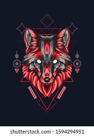 Sacred fox in geometric pattern 