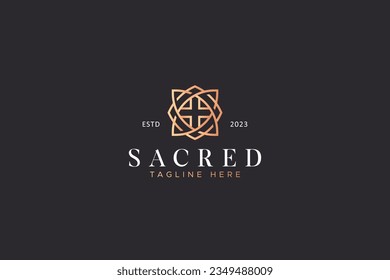 Sacred Geometric Emblem Logo Gold Art Fashion Jewelry Religion Sign Symbol