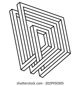 Sacred geometric figure. Impossible shapes. Web design element. Optical illusion object. Escher style. Line design. Op art.