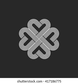 Sacred Geometric Heart Pattern Logo, Hipster Monogram Valentine Day T-shirt Background, Celtic Wedding Card Emblem
