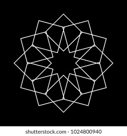 Sacred geometric mandala modification with floral ancient mystical decorative isolated in black background. 