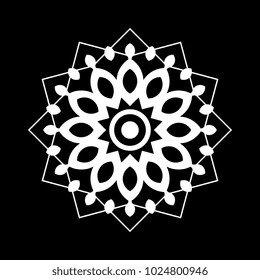 Sacred geometric mandala modification with floral ancient mystical decorative isolated in black background. 