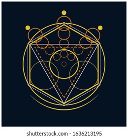 Sacred Geometric orange-yellow dark color graphic design