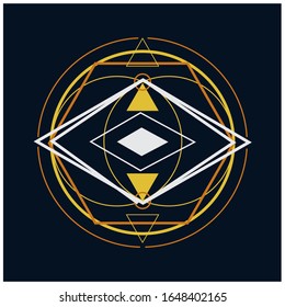 Sacred Geometric orange-yellow dark color graphic design