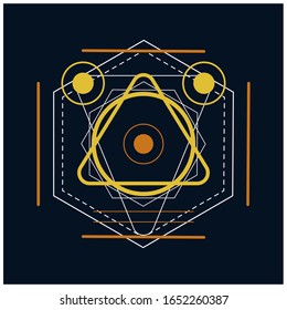 Sacred Geometric orange-yellow dark color graphic design