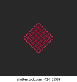 Sacred geometric rectangles shape pattern logo, endless intersection pink lines, hipster meditate emblem