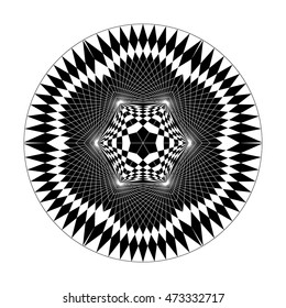 sacred geometric shape, mysterious crop circle, black and white template for your design, vector