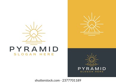 Sacred Geometric Sun Light Pyramid Ancient Cosmos Logo Design Branding Template