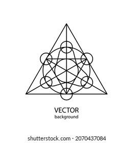 Sacred geometric symbol, geometric black lines pattern, vector design element.