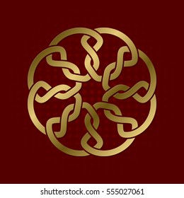 Sacred geometric symbol of circular plexus. Golden mandala logo.