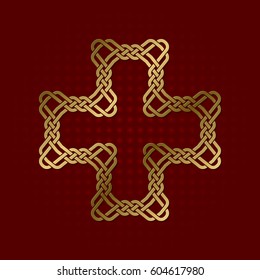 Sacred geometric symbol of cruciform plexus. Golden spiritual logo.