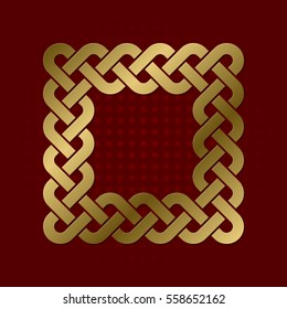 Sacred geometric symbol of square plexus. Golden mandala logo frame.