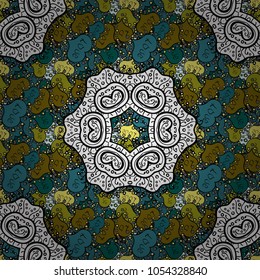 Sacred geometric vector symbol with many petals flower. Colored mandala logo on black, white and blue colors.