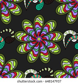 Sacred geometric vector symbol with many petals flower. Colored mandala logo on a colorful background.