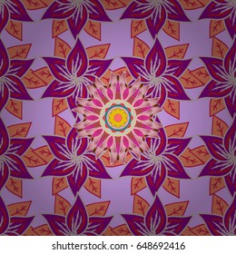 Sacred geometric vector symbol with many petals flower. Colored mandala logo on colorfil background.