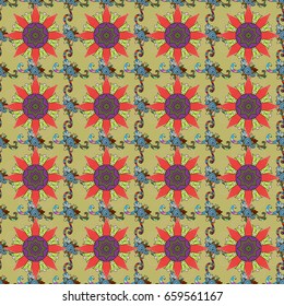 Sacred geometric vector symbol with many petals flower. Colored mandala logo on background.