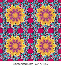 Sacred geometric vector symbol with many petals flower. Colored mandala logo on background.