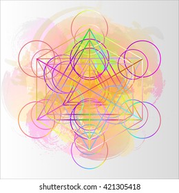 Sacred geometry abstract background. Alchemy, religion, philosophy, spirituality, hipster symbols and elements. Good design for textile t-shirt print, flyer and poster background. Vector illustration 
