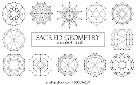 Sacred geometry abstract elements vector set isolated on white background