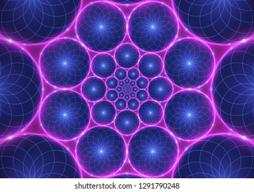 Sacred geometry, abstract flower background. Vector digital graphic design.