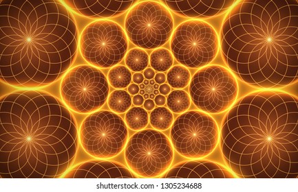 Sacred geometry, abstract flower background. Vector digital graphic design.