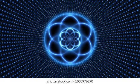 Sacred geometry, abstract glowing background. Vector Digital graphic for brochure, website, flyer, print, poster, other design