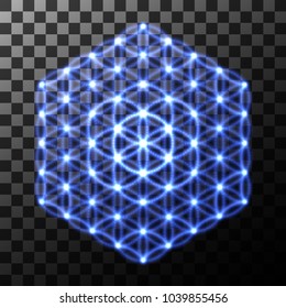 Sacred geometry, abstract glowing background. Vector Digital graphic for brochure, website, flyer, print, poster, other design