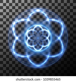 Sacred geometry, abstract glowing background. Vector Digital graphic for brochure, website, flyer, print, poster, other design