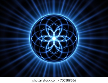 Sacred geometry. Abstract glowing background. Vector graphic