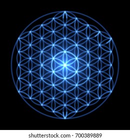 Sacred geometry. Abstract glowing background. Vector graphic