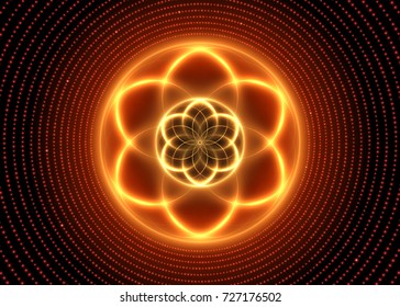 Sacred geometry, abstract glowing background. Vector Digital graphic for brochure, website, flyer, print, poster, other design