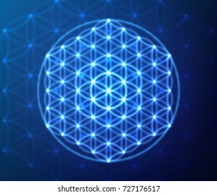 Sacred geometry, abstract glowing background. Vector Digital graphic for brochure, website, flyer, print, poster, other design