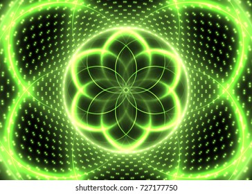 Sacred geometry, abstract glowing background. Vector Digital graphic for brochure, website, flyer, print, poster, other design