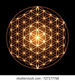 Sacred geometry, abstract glowing background. Vector Digital graphic for brochure, website, flyer, print, poster, other design