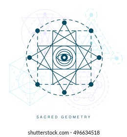 Sacred geometry abstract sign, tattoo, photo overlay. Alchemy linear modern art. Religion, astrology mystery tribal aztec emblem. Esoteric, science, hipster symbol. Vector logo, t shirt apparel print