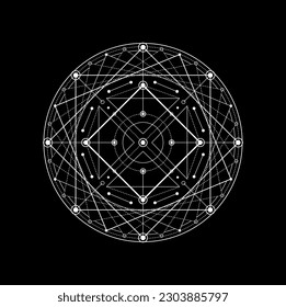 Sacred geometry, alchemy magic tattoo. Meditation esoteric pentagram or symbol. Occult, spirituality geometric line pattern, yoga mason mystery outline vector sign or illuminati mystic ornament